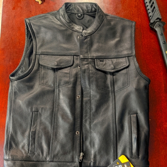 NWT STREET & STEEL CONCEALED CARRY LEATHER BIKER VEST - Picture 1 of 16